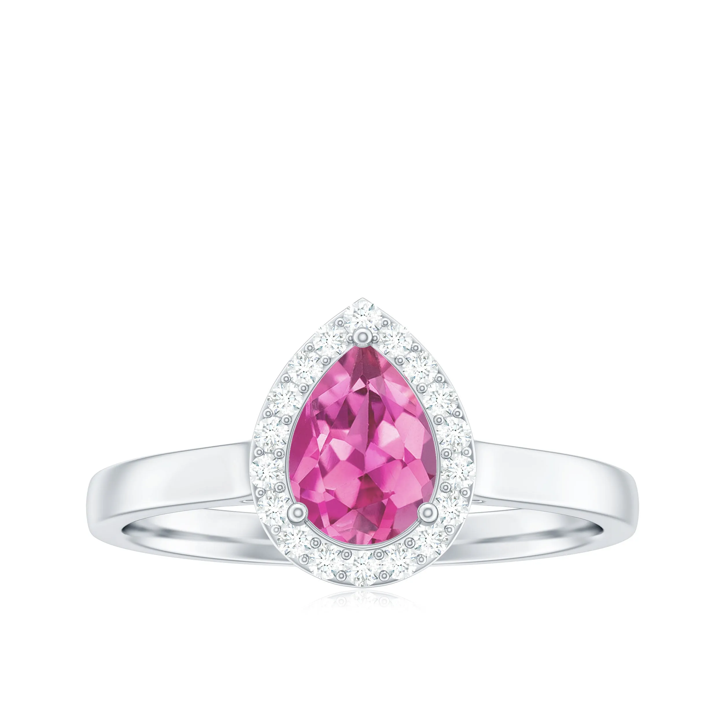 0.75 CT Pear Cut Pink Tourmaline Ring with Diamond