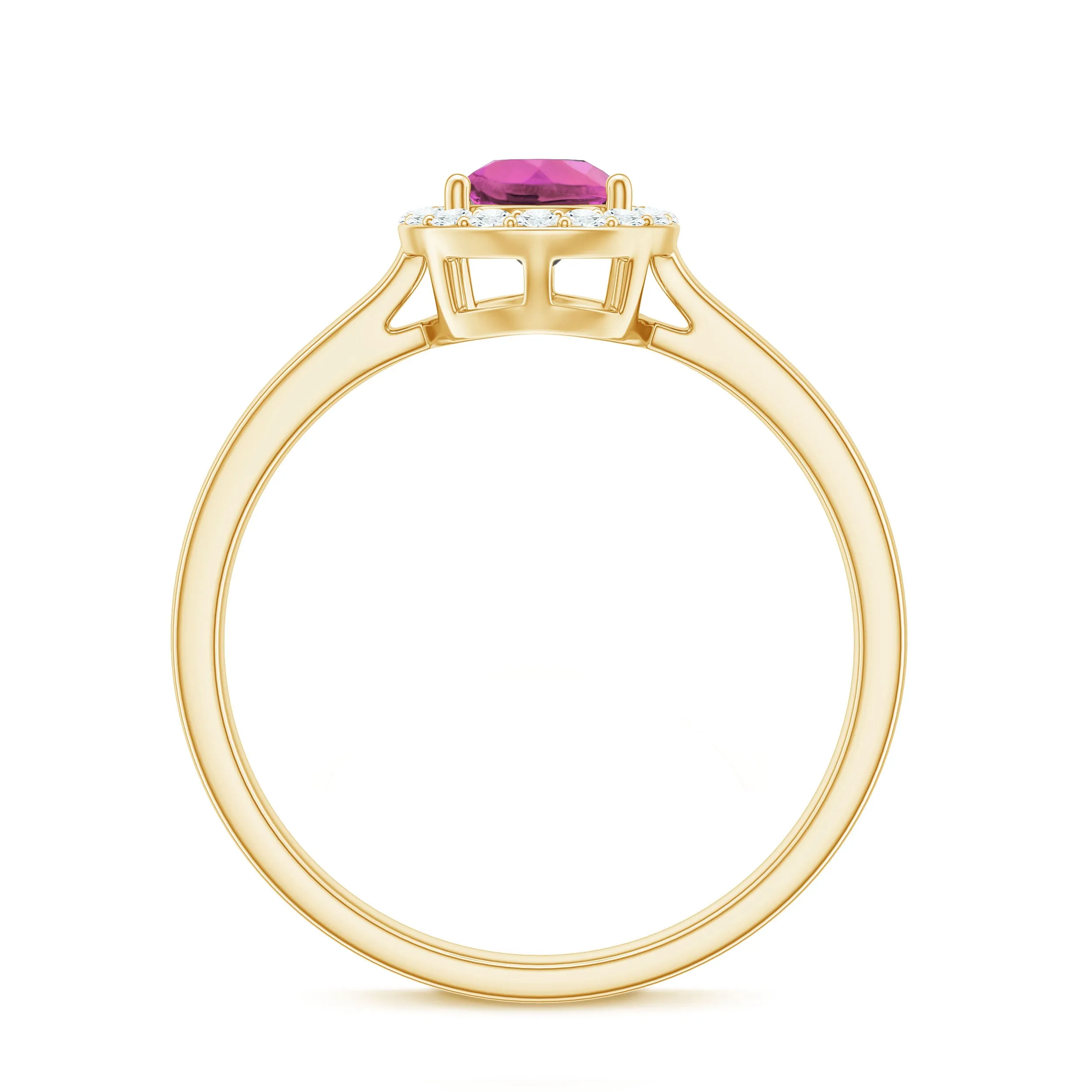 0.75 CT Pear Cut Pink Tourmaline Ring with Diamond