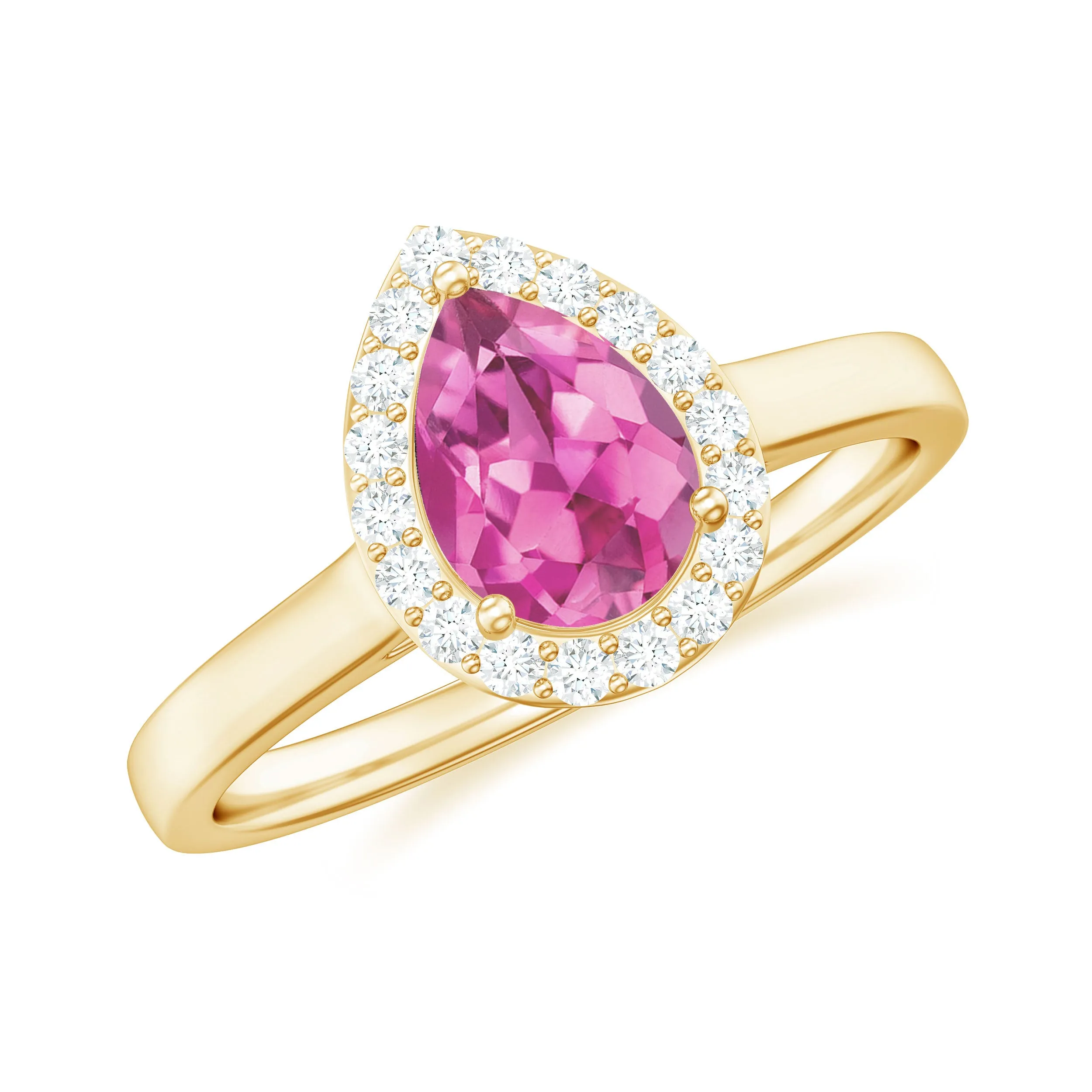 0.75 CT Pear Cut Pink Tourmaline Ring with Diamond