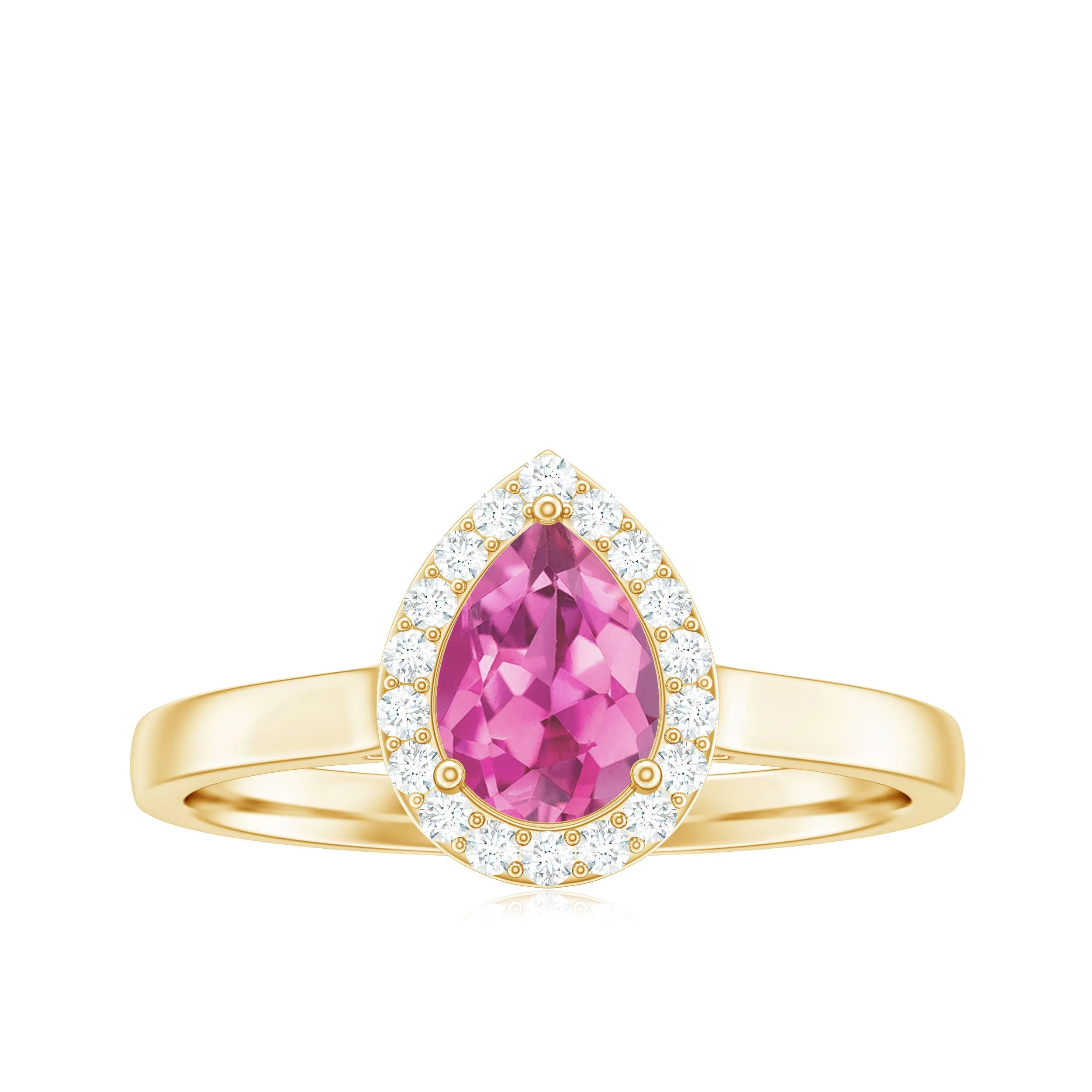 0.75 CT Pear Cut Pink Tourmaline Ring with Diamond