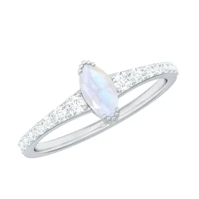 1 CT Natural Moonstone and Diamond Minimal Promise Ring