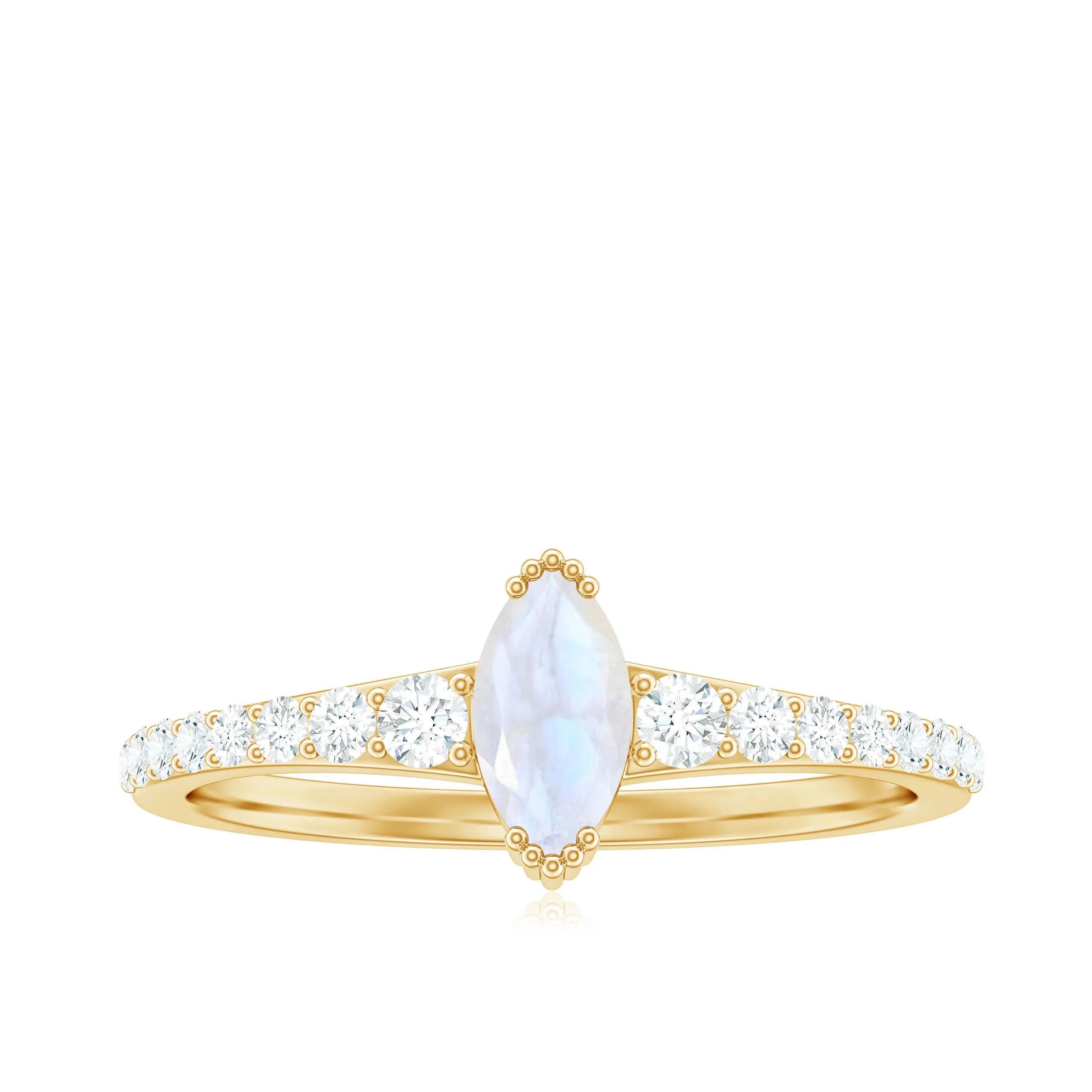 1 CT Natural Moonstone and Diamond Minimal Promise Ring