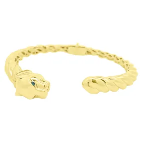 1 Tiger CZ Solid 10K Gold Women's Bangle