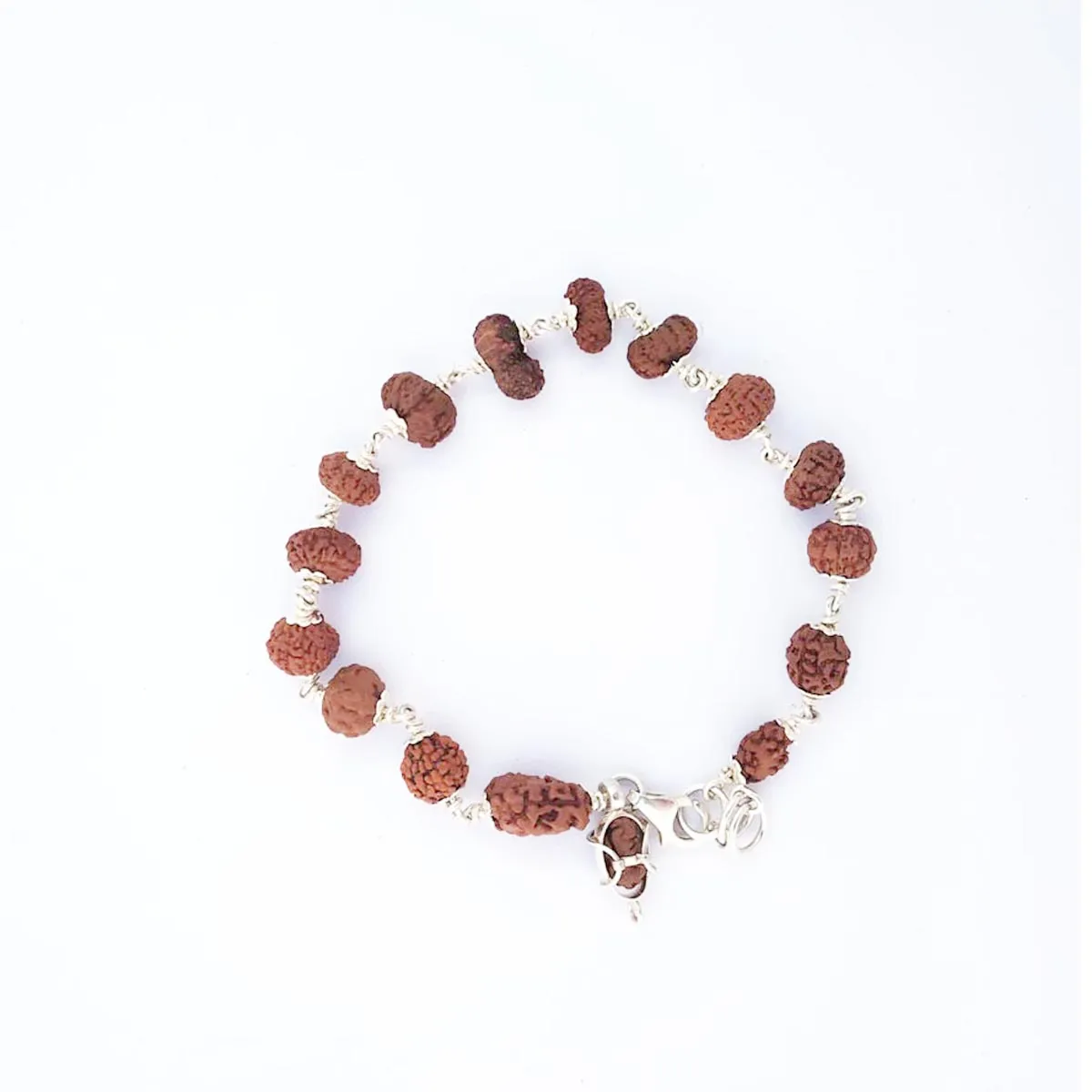 1 to 14 Mukhi with Ganesh & Gauri Shankar Rudraksha Siddha Bracelet in Pure Silver