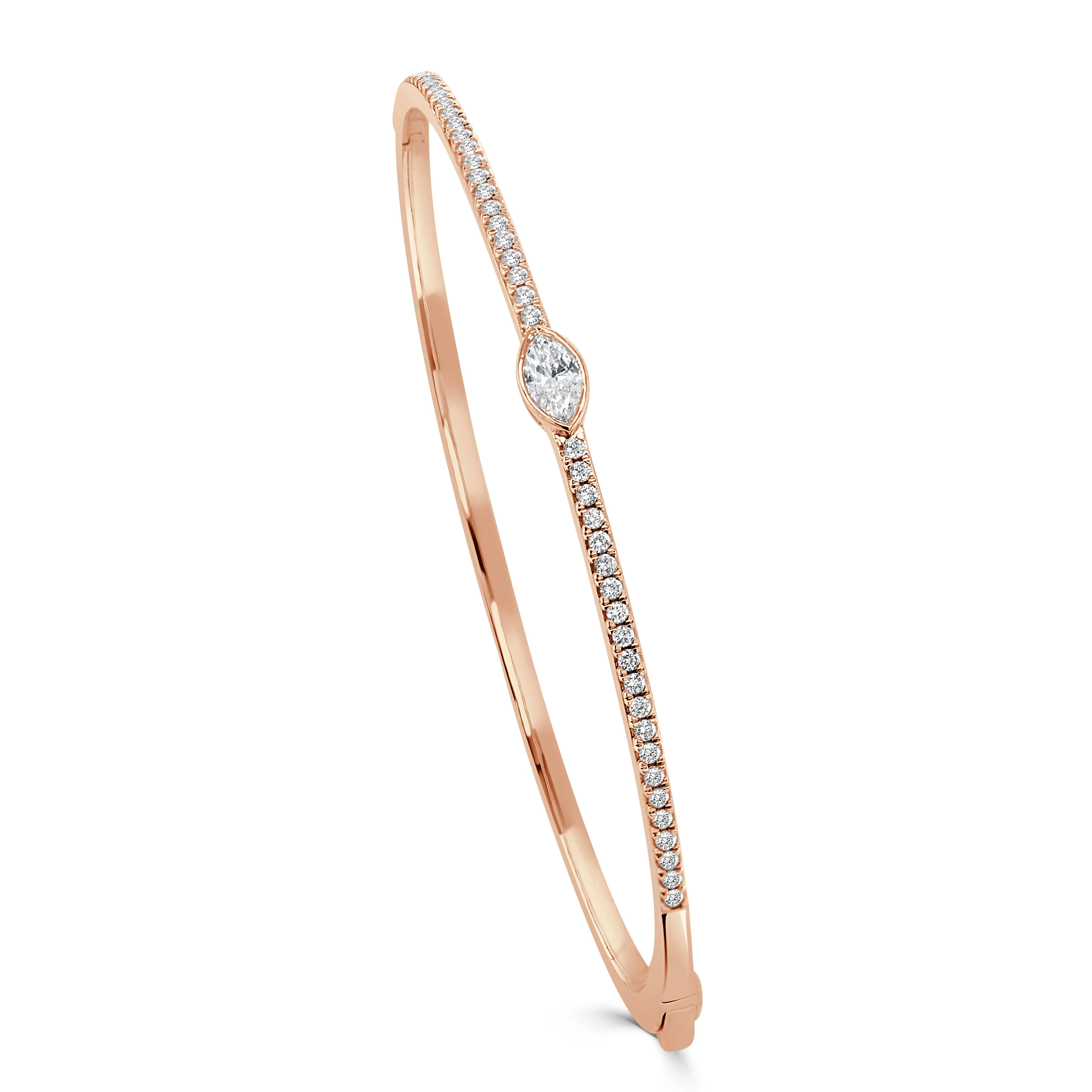 14K Gold & Marquise Diamond Bangle - 0.65ct