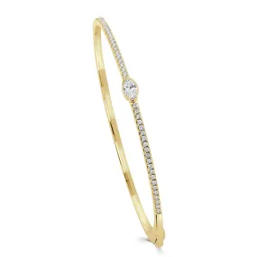 14K Gold & Marquise Diamond Bangle - 0.65ct