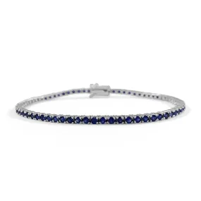 14k Gold & Sapphire Tennis Bracelet - 3.71ct