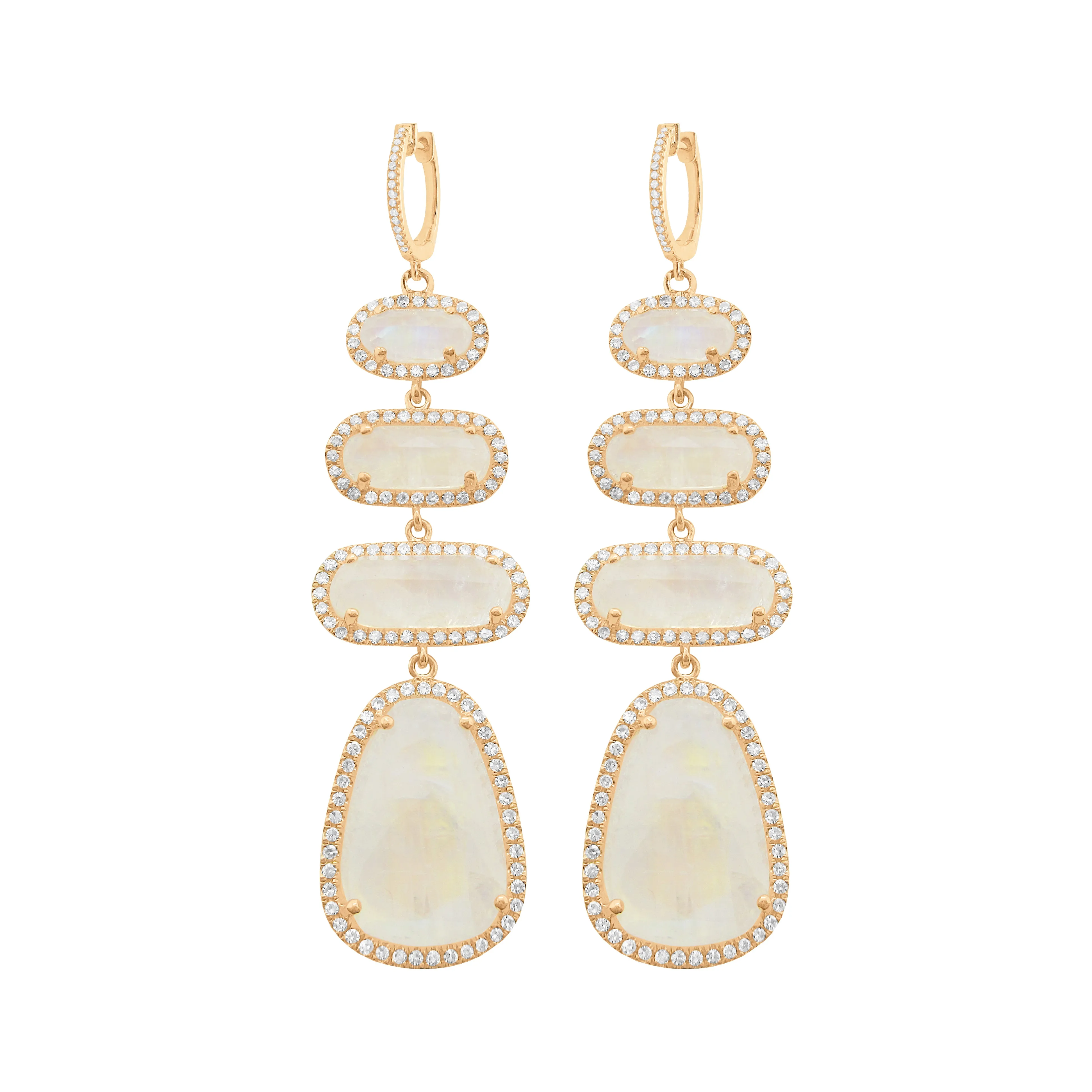 14K GOLD DIAMOND LIZZIE MOONSTONE EARRINGS