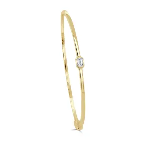 14K Gold Emerald Cut Diamond Bangle - 0.20ct