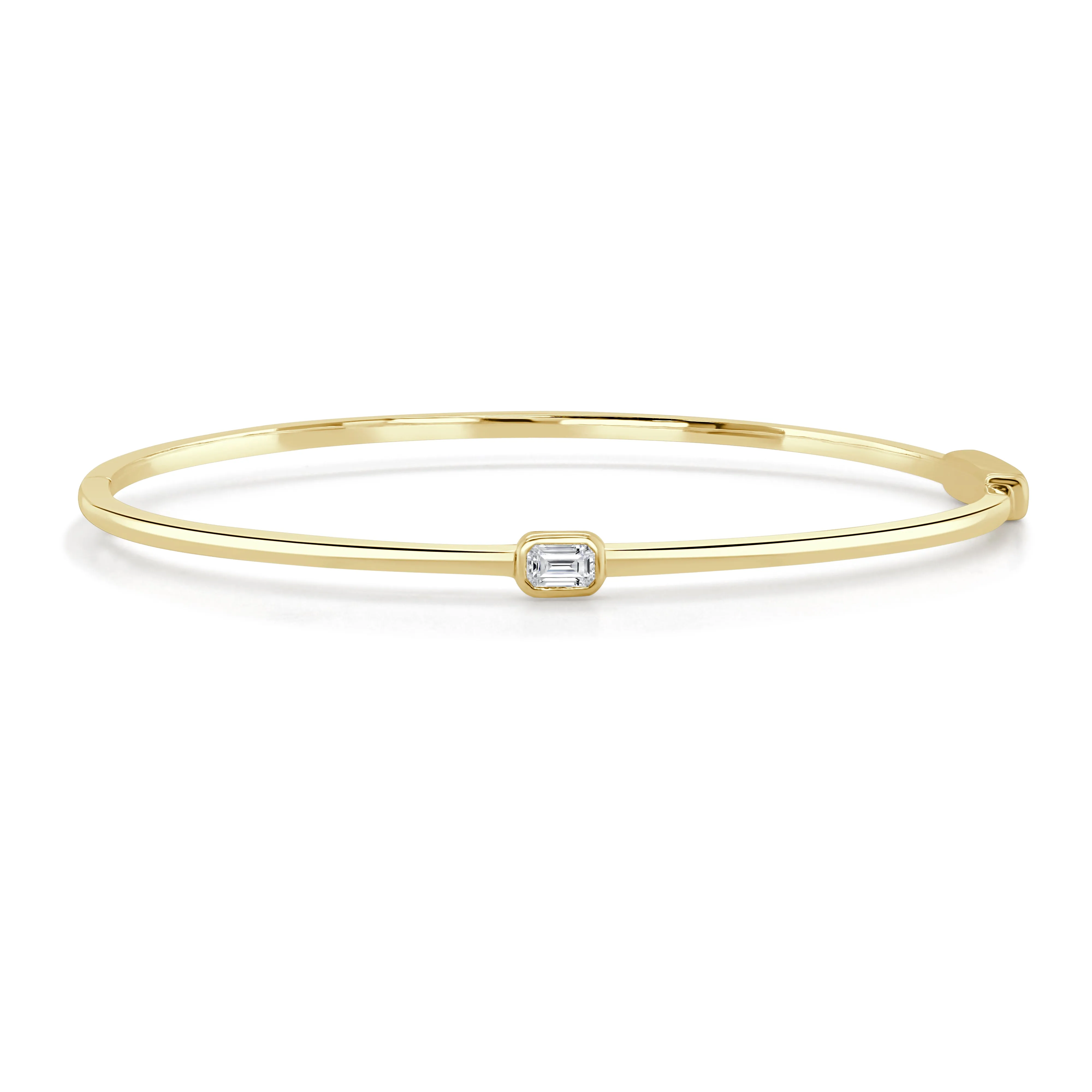 14K Gold Emerald Cut Diamond Bangle - 0.20ct