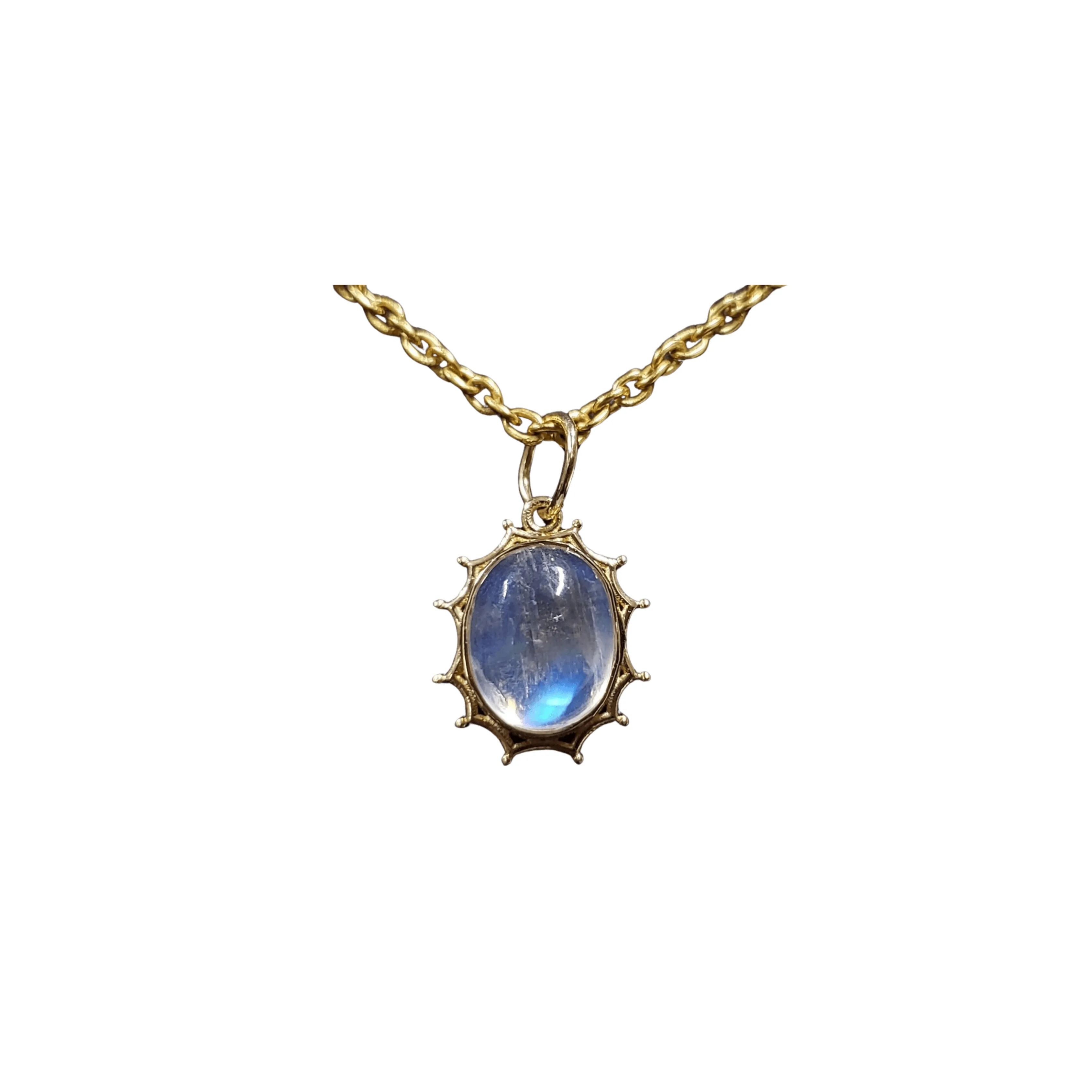 14k Gold Rainbow Moonstone Dainty Pendant