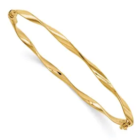 14K Polished Twisted Hinged Bangle