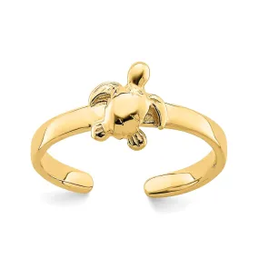 14k Real Solid Yellow Gold Adjustable Sea Turtle Toe Ring