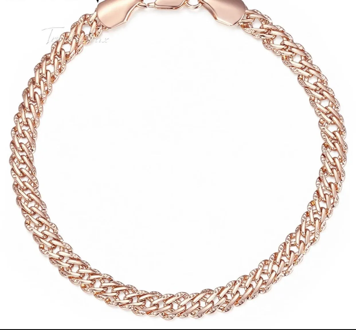 14K Rose Gold Filled 5mm Venetian Link Bracelet & Necklace Jewelry Set