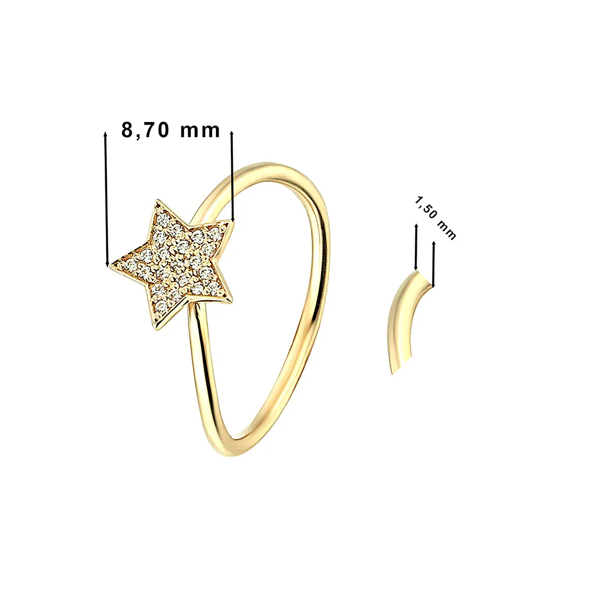 14K Solid Gold L'etoile Ring