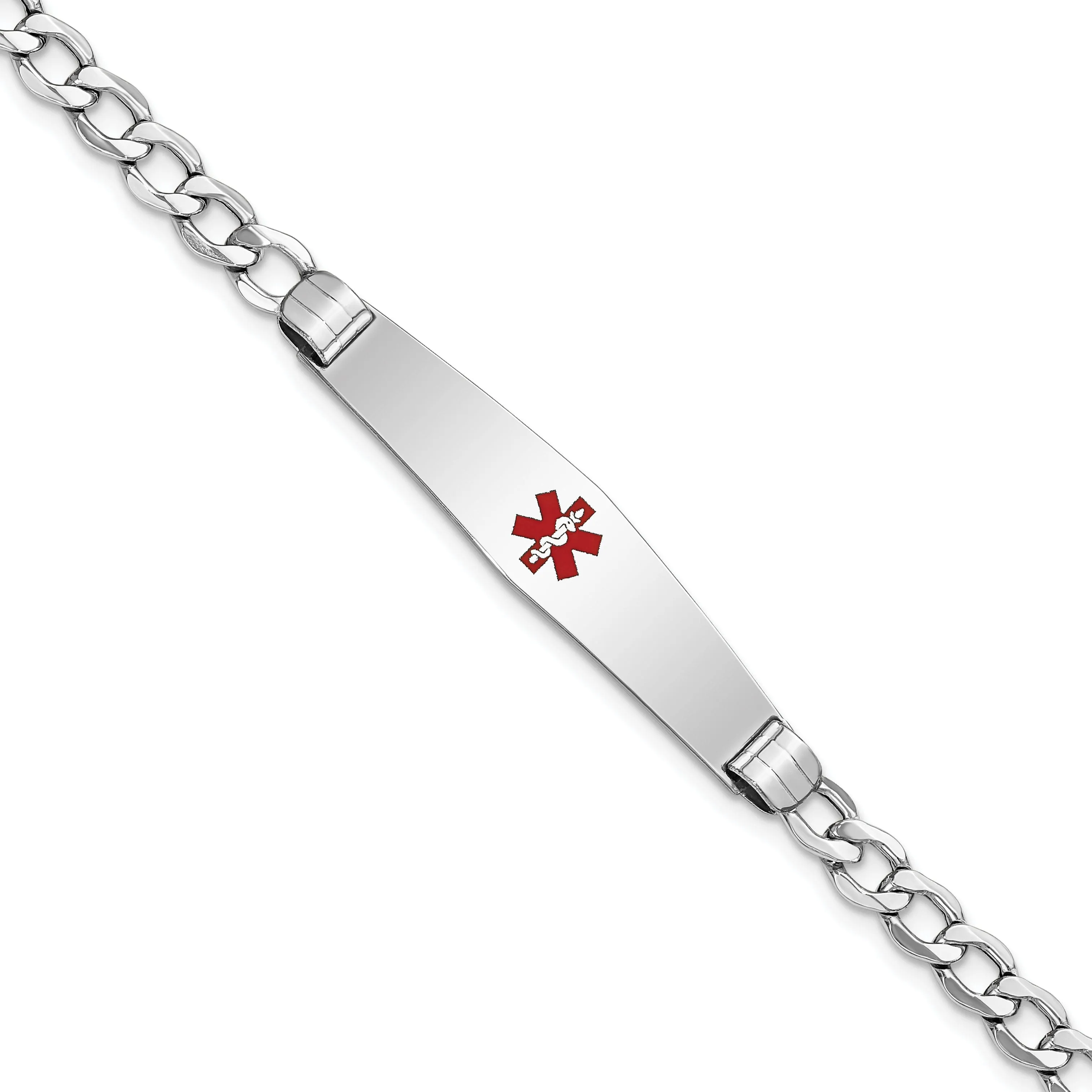 14K White Gold Cuban Link Medical ID Bracelet