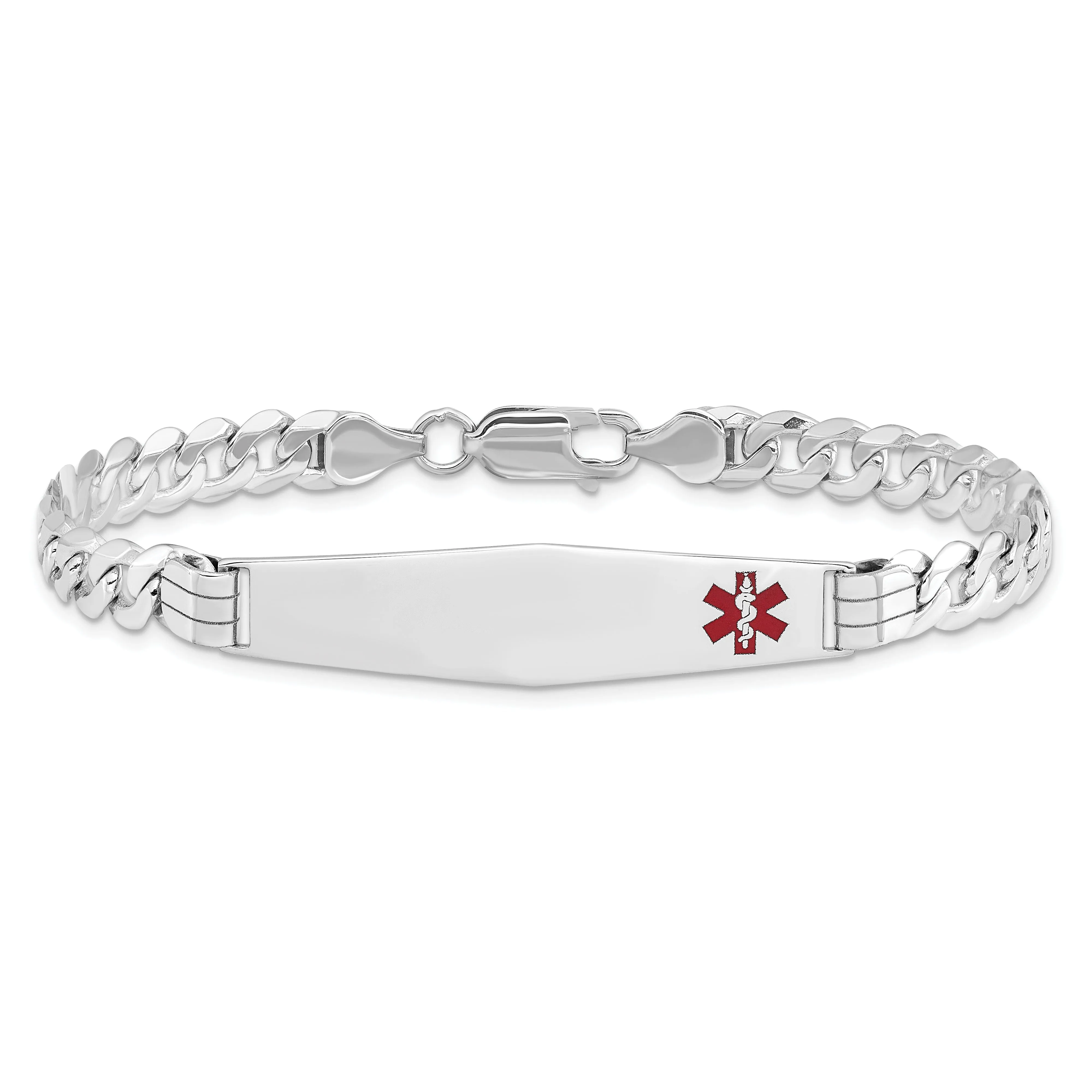 14K White Gold Curb Link Medical ID Bracelet