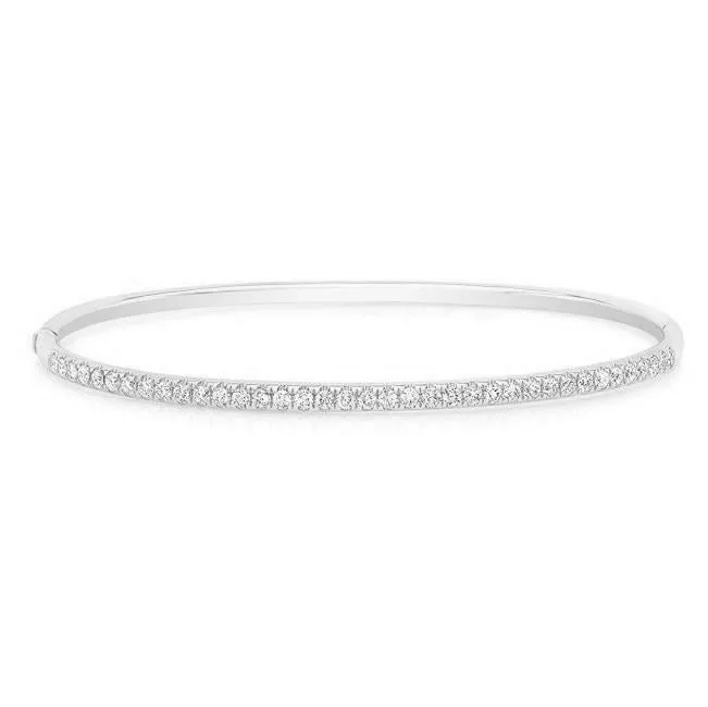 14k White Gold Diamond Bangle