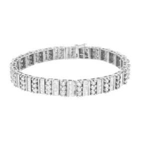 14K White Gold Diamond Bracelet featuring Elegant Baguette and Round Cuts - 4 7/8 cttw