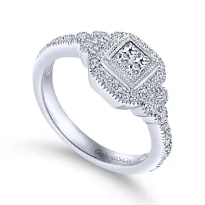 14K White Gold Diamond Fashion Ladies Ring