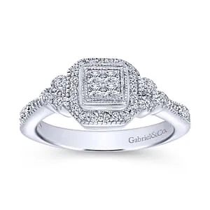 14K White Gold Diamond Fashion Ladies Ring