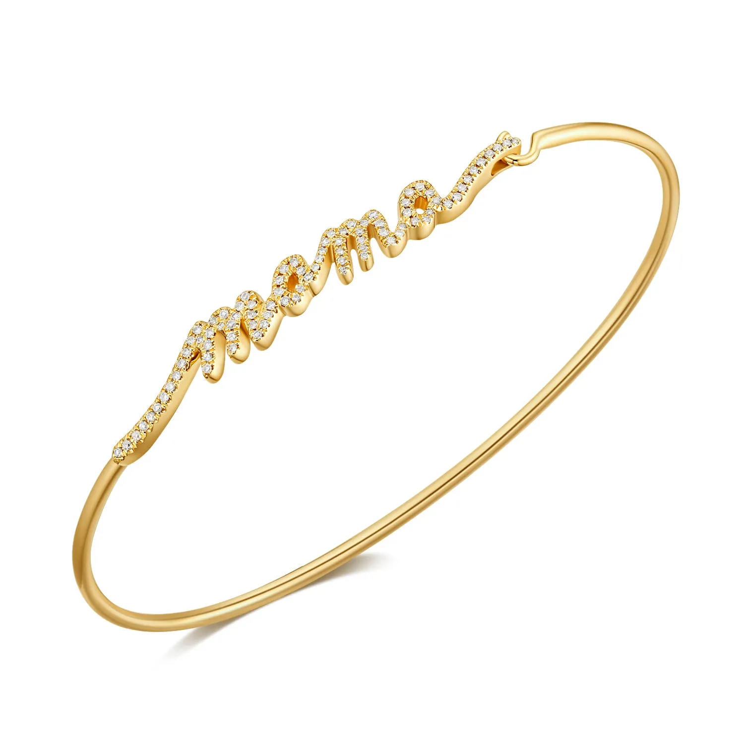 14K Yellow Gold Diamond Mama Bangle