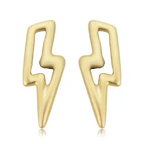 14k Yellow Gold Lightning Bolt Stud Earrings