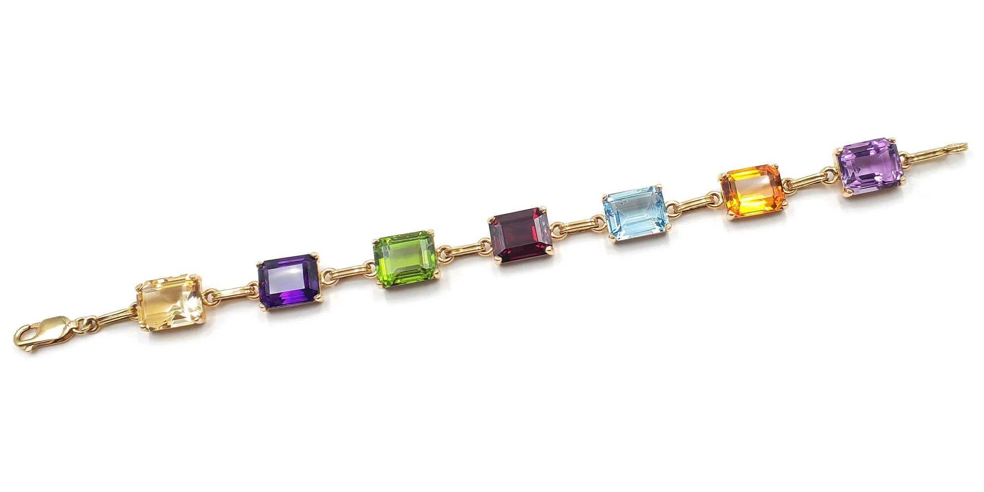 14K Yellow Gold Multi-gemstone Bracelet