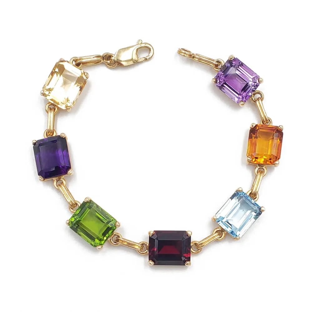 14K Yellow Gold Multi-gemstone Bracelet