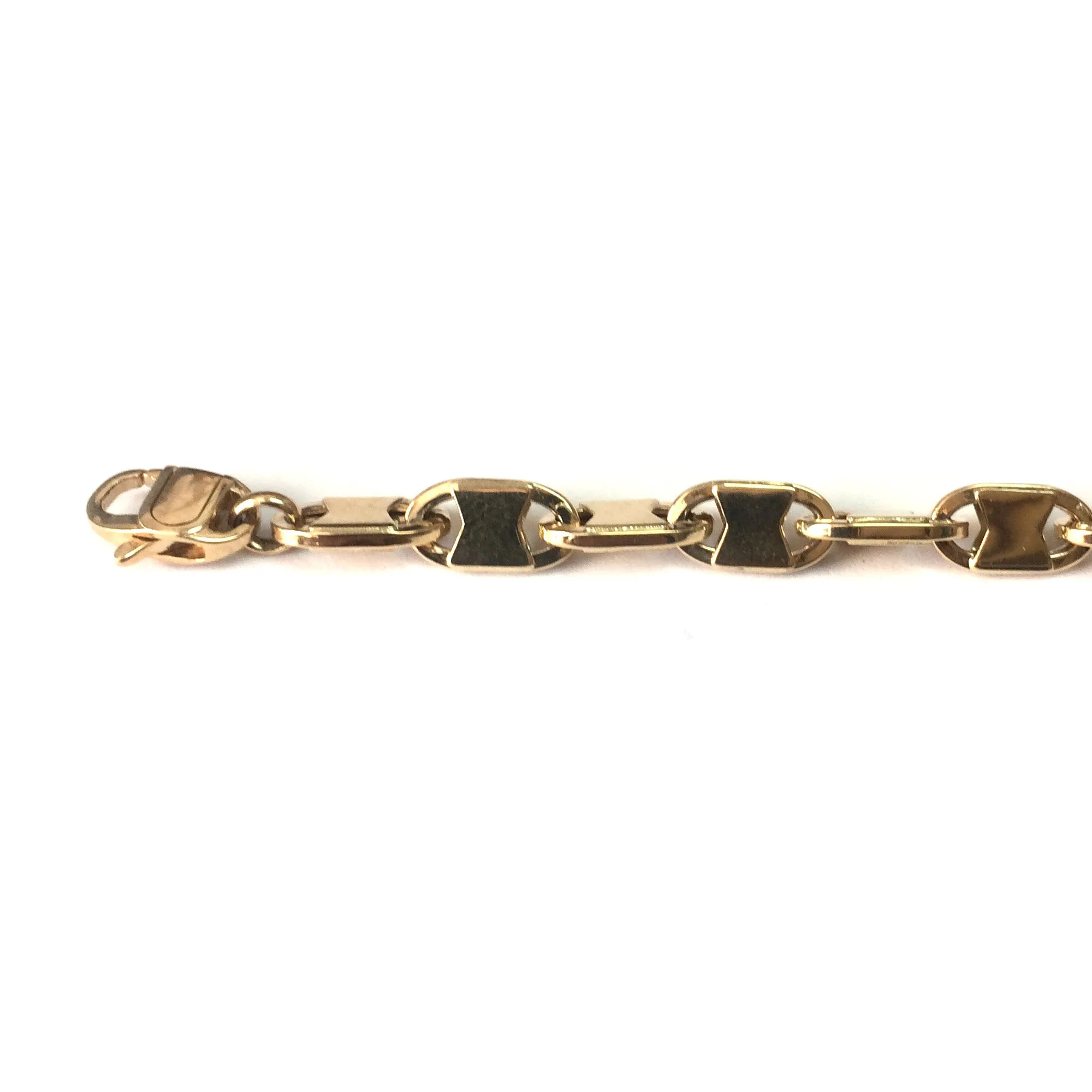 14k Yellow Gold Oval Link Mens Bracelet, 8.25"