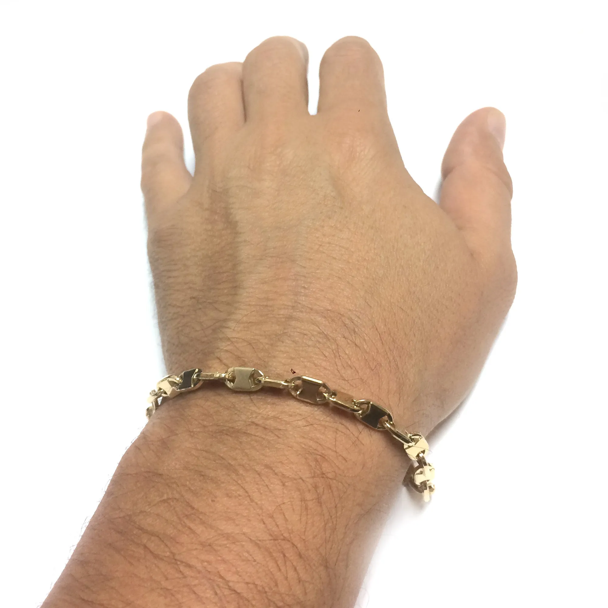 14k Yellow Gold Oval Link Mens Bracelet, 8.25"