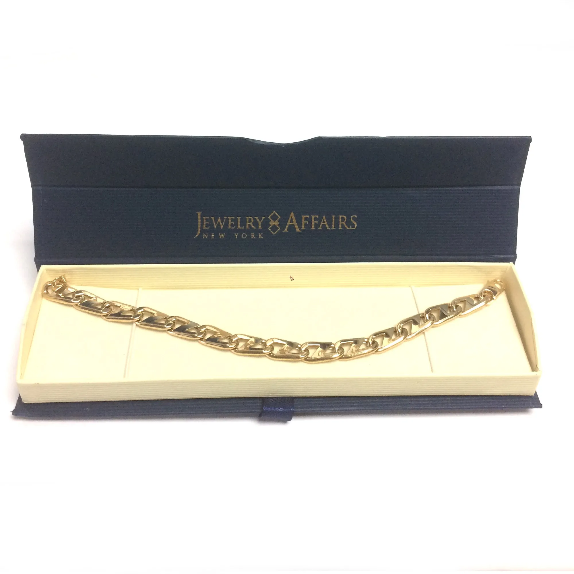 14k Yellow Gold Oval Mariner Link Mens Bracelet, 8.5"