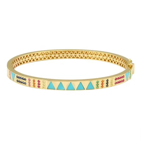 14k Yellow Gold Turquoise Bangle