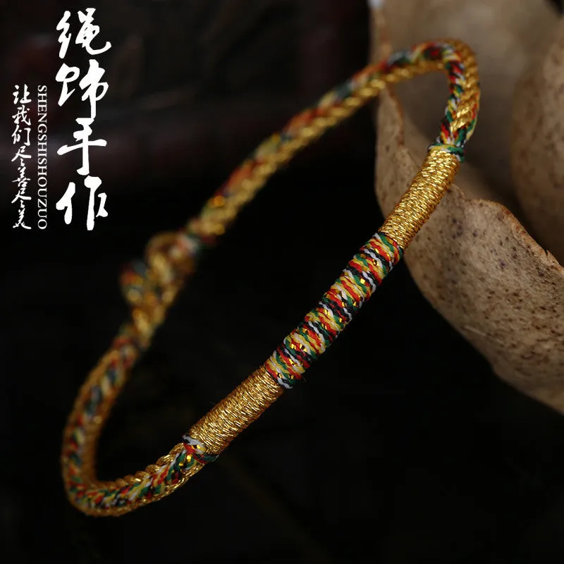 17cm Festival folk style red hand woven Rope Bracelet or Anklet - Free Shipping to N.A.