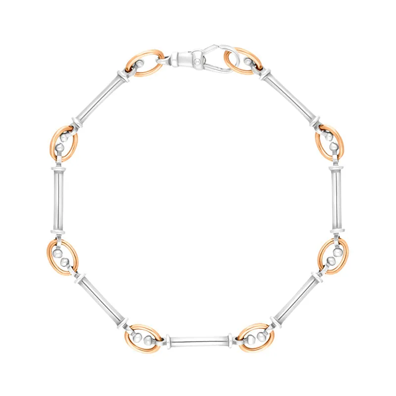 18ct Rose Gold Sterling Silver Handmade Baton Link Bracelet