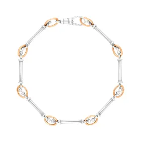 18ct Rose Gold Sterling Silver Handmade Baton Link Bracelet