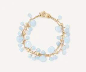 18K Yellow Gold Double-Strand Aquamarine Bracelet