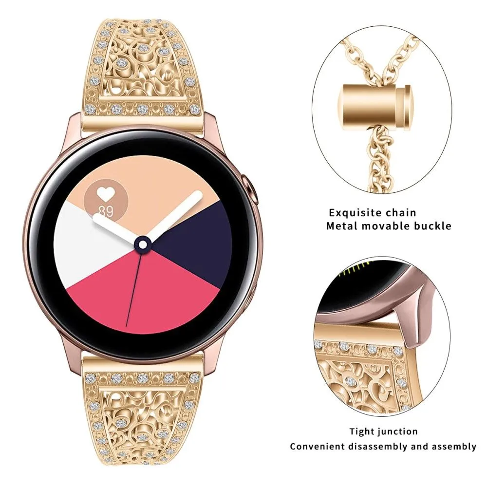 22mm Universal zinc alloy rhinestone décor watch strap - Rose Gold