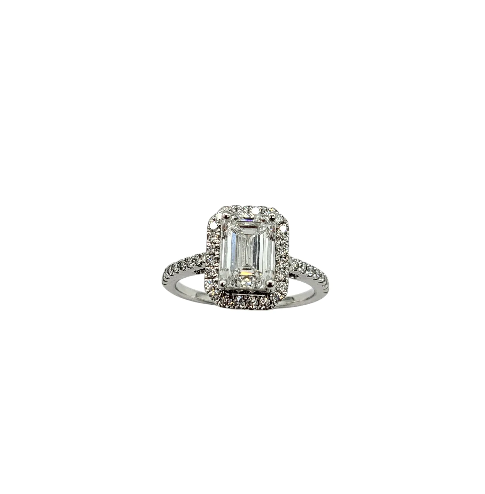 2.43 Carat Total Weight Lab Grown Emerald Cut Engagement Ring