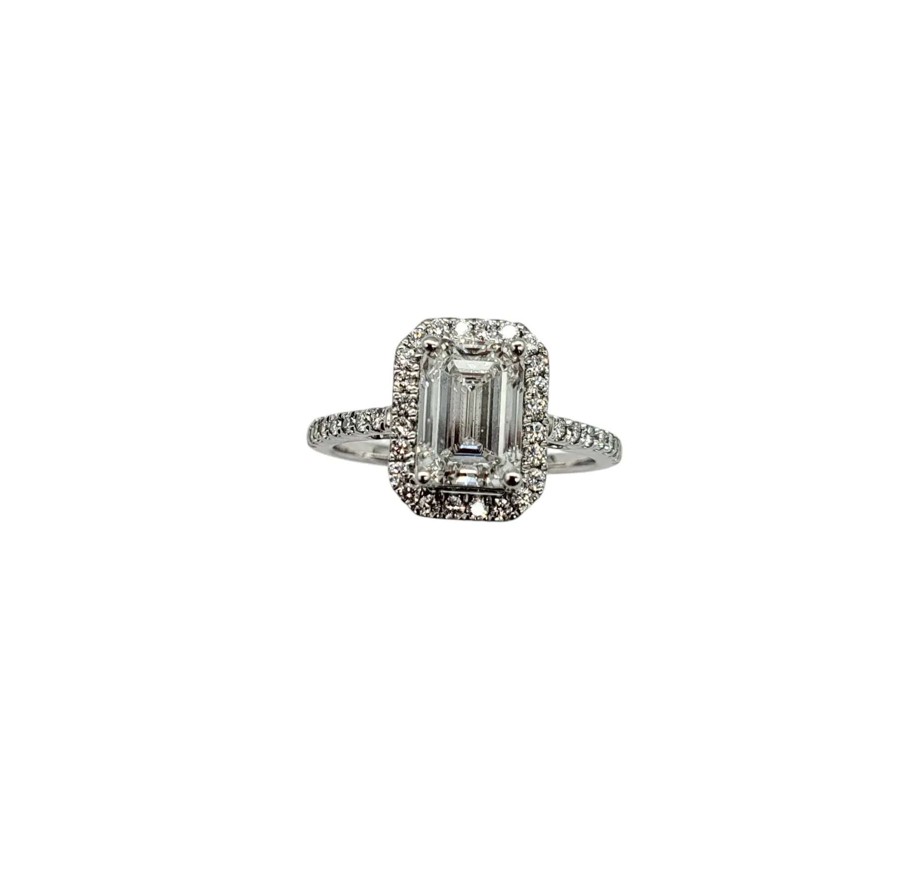 2.43 Carat Total Weight Lab Grown Emerald Cut Engagement Ring