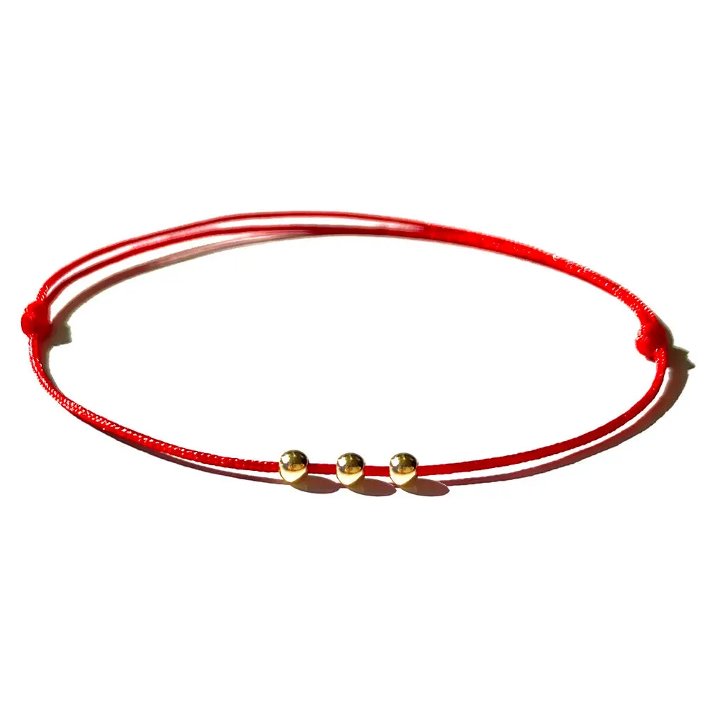 3 Beads Red String Bracelet Three Wish Bracelet Amulet Kabbalah Protection Bracelet Birthday Gift Lucky Charm Couple Bracelet