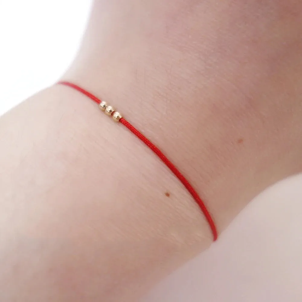 3 Beads Red String Bracelet Three Wish Bracelet Amulet Kabbalah Protection Bracelet Birthday Gift Lucky Charm Couple Bracelet