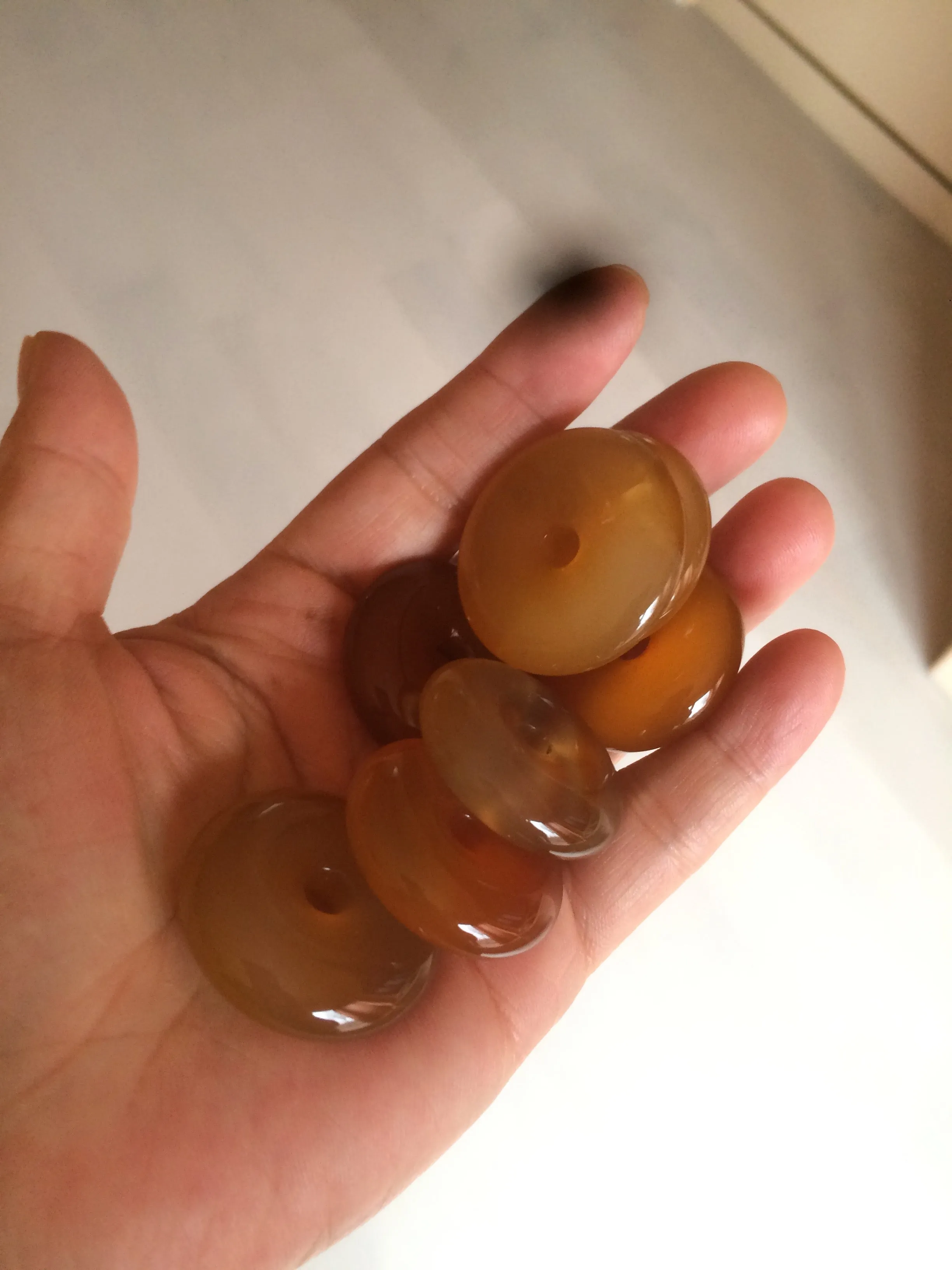 30.5mm 100% natural icy clear red/yellow agate safety guardian donut add  on item SY25