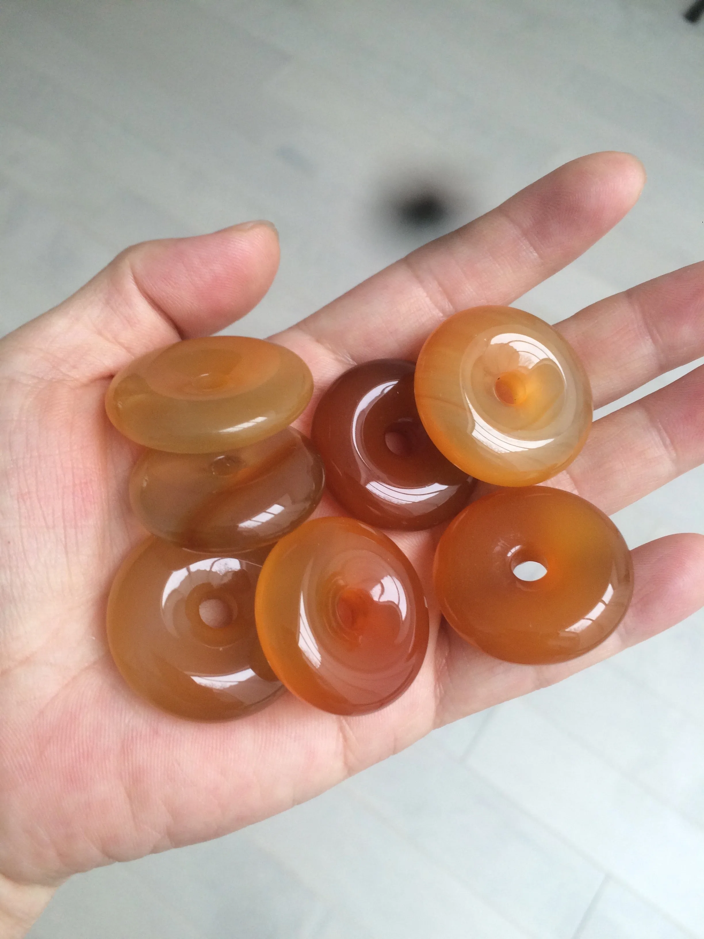 30.5mm 100% natural icy clear red/yellow agate safety guardian donut add  on item SY25