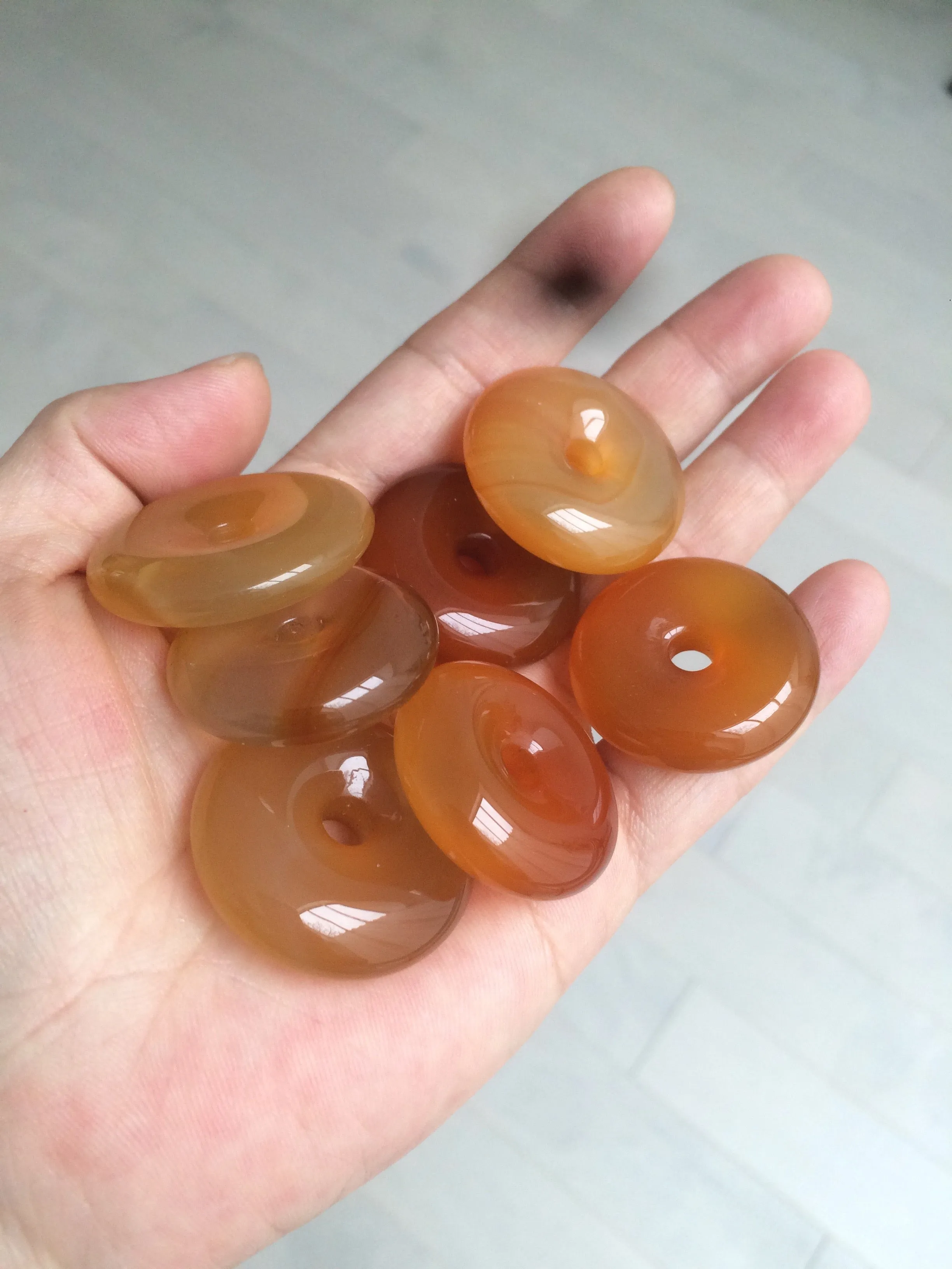 30.5mm 100% natural icy clear red/yellow agate safety guardian donut add  on item SY25