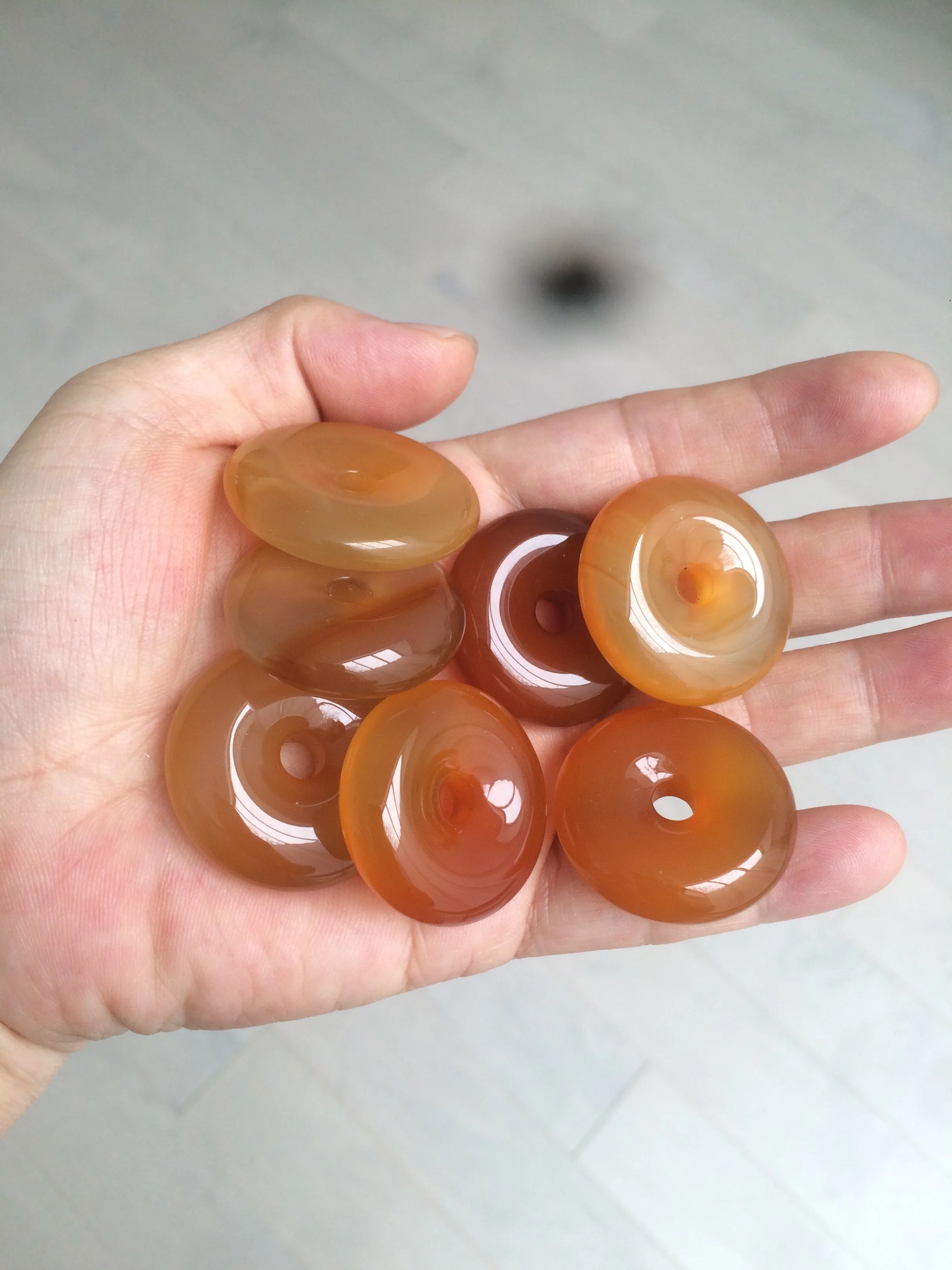 30.5mm 100% natural icy clear red/yellow agate safety guardian donut add  on item SY25