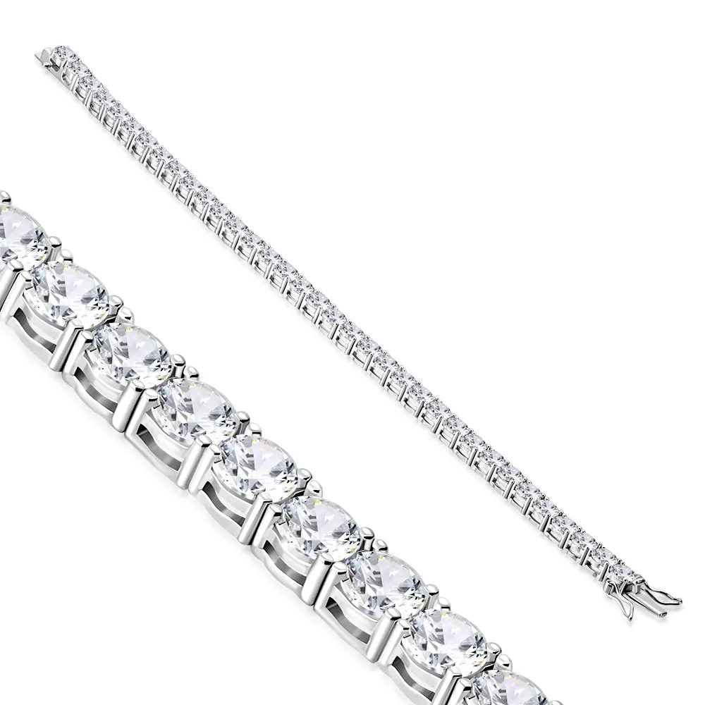 3.2mm Wide 18cm Long  | White CZ Sterling Silver Tennis Bracelet