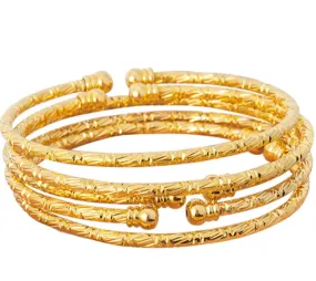 3mm African bangles for woman Ball Dubai bracelet and Bangles Indian Bangles Gold color Middle East Wedding Jewelry Gift