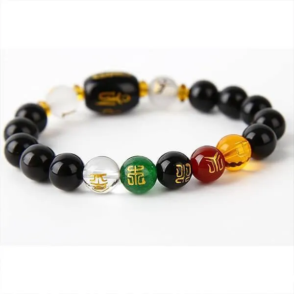 5 Wealth Feng Shui Black Obsidian Bracelet