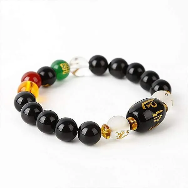 5 Wealth Feng Shui Black Obsidian Bracelet